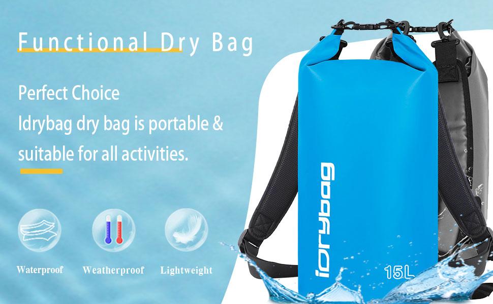 IDRYBAG Dry Bags for Kayaking Waterproof 2L/5L/10L/15L/20L, Small Dry Bag Waterproof Floating, Dry Sack Waterproof Bag for Paddleboarding Travel