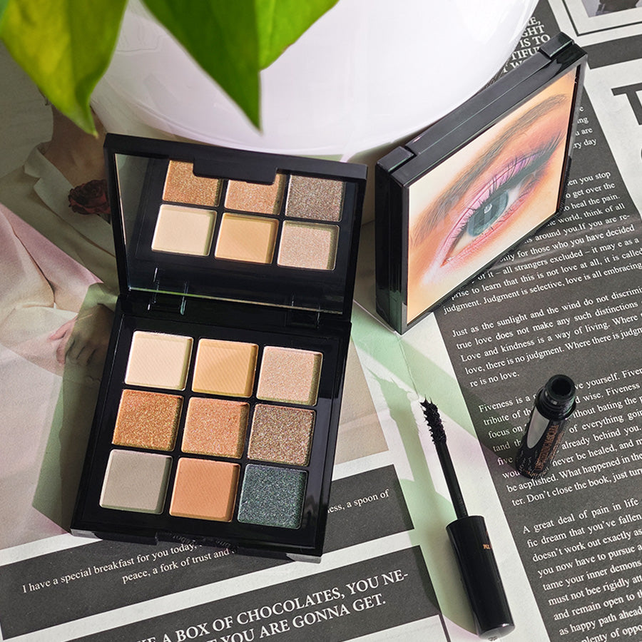UncommonCosmetics Essential Eye Set | 2 Eyeshadow Palettes (9 Color Each) + Mascara | Create Professional/Daily/Romantic Eye Looks