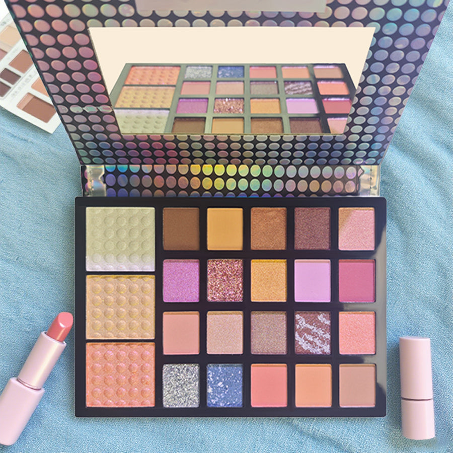 23Pc Face & Eye Palette | Luxuriously Silky Eyeshadows (3-Way Use: Liner/Lid/Crease) for Endless Looks, Soft Sheer Shimmer Highlighter for Radiance | Expert-Level Contouring & Seamless Blending | Everyday-to-Glam Must-Have for Flawless Features