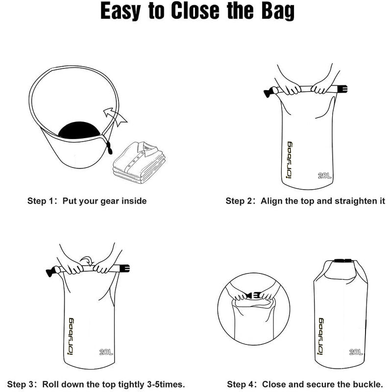 IDRYBAG Dry Bags for Kayaking Waterproof 2L/5L/10L/15L/20L, Small Dry Bag Waterproof Floating, Dry Sack Waterproof Bag for Paddleboarding Travel
