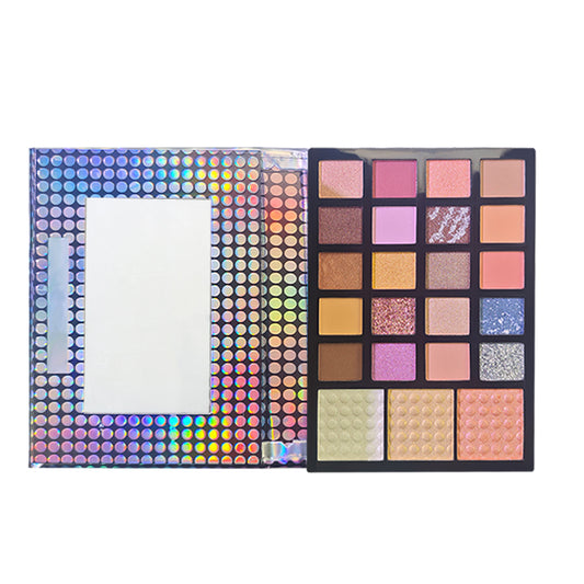 23Pc Face & Eye Palette | Luxuriously Silky Eyeshadows (3-Way Use: Liner/Lid/Crease) for Endless Looks, Soft Sheer Shimmer Highlighter for Radiance | Expert-Level Contouring & Seamless Blending | Everyday-to-Glam Must-Have for Flawless Features