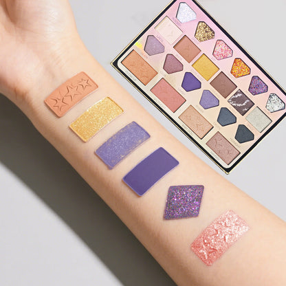 Smoke & Mirrors Star Gazing 22 Pc Face & Eye Palette | Eyeshadows+Glitter+Blush+Highlighter | Pigmented, Silky-Blendable for All Skin Tones