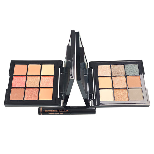 UncommonCosmetics Essential Eye Set | 2 Eyeshadow Palettes (9 Color Each) + Mascara | Create Professional/Daily/Romantic Eye Looks