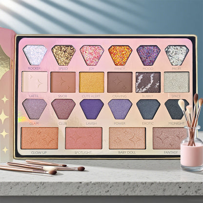 Smoke & Mirrors Star Gazing 22 Pc Face & Eye Palette | Eyeshadows+Glitter+Blush+Highlighter | Pigmented, Silky-Blendable for All Skin Tones