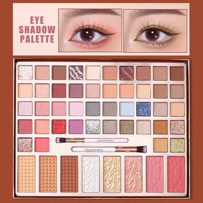 Paris Hilton Bombshell Beauty 54 Pc Ultimate Face & Eye Palette | Eyeshadows, Highlighter, Contour, Blush + 2 Brushes | Ultra-Blendable High-Shine Pigments