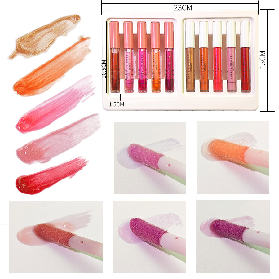 Smoke & Mirrors 10 Pc Hydrating Lip Vault | 5 Lip Oils + 5 Lip Glosses | Moisturizing, Non-Sticky & High-Shine