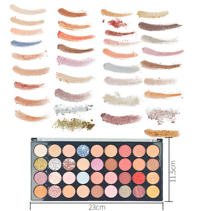 36Pc Pressed Powder Eyeshadow Palette | Matte + Glitter Shades | Pigmented & Silky-Blendable for Daily to Night Looks