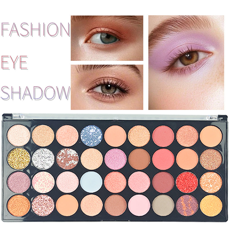 36Pc Pressed Powder Eyeshadow Palette | Matte + Glitter Shades | Pigmented & Silky-Blendable for Daily to Night Looks