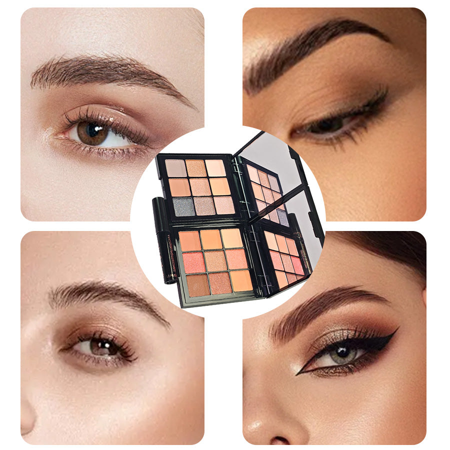 UncommonCosmetics Essential Eye Set | 2 Eyeshadow Palettes (9 Color Each) + Mascara | Create Professional/Daily/Romantic Eye Looks