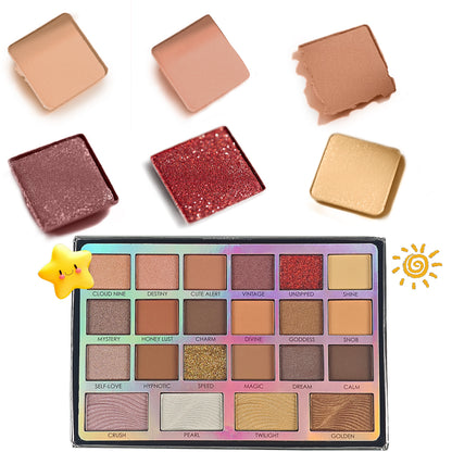 22Pc Face & Eye Palette | 16 Eyeshadows + 2 Glitter Shadows + 1 Blush + 3 Highlighters | Richly Pigmented, Luxuriously Silky-Blendable | Skin-Tone-Flattering for Sun-Kissed Natural & Everyday Glam | NY-Inspired Edgy Chic Beauty