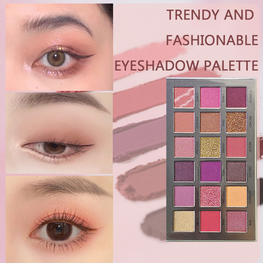 18-Piece (14 Eyeshadows + 4 Glitter Shades) | Luxuriously Silky 3-Way Use (Liner/Lid/Crease) | Seamless Day-to-Sultry Night Smoky Eye | Expert Contouring & Blending for Any Occasion | NY-Inspired Chic Beauty