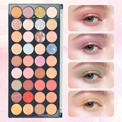 36Pc Pressed Powder Eyeshadow Palette | Matte + Glitter Shades | Pigmented & Silky-Blendable for Daily to Night Looks