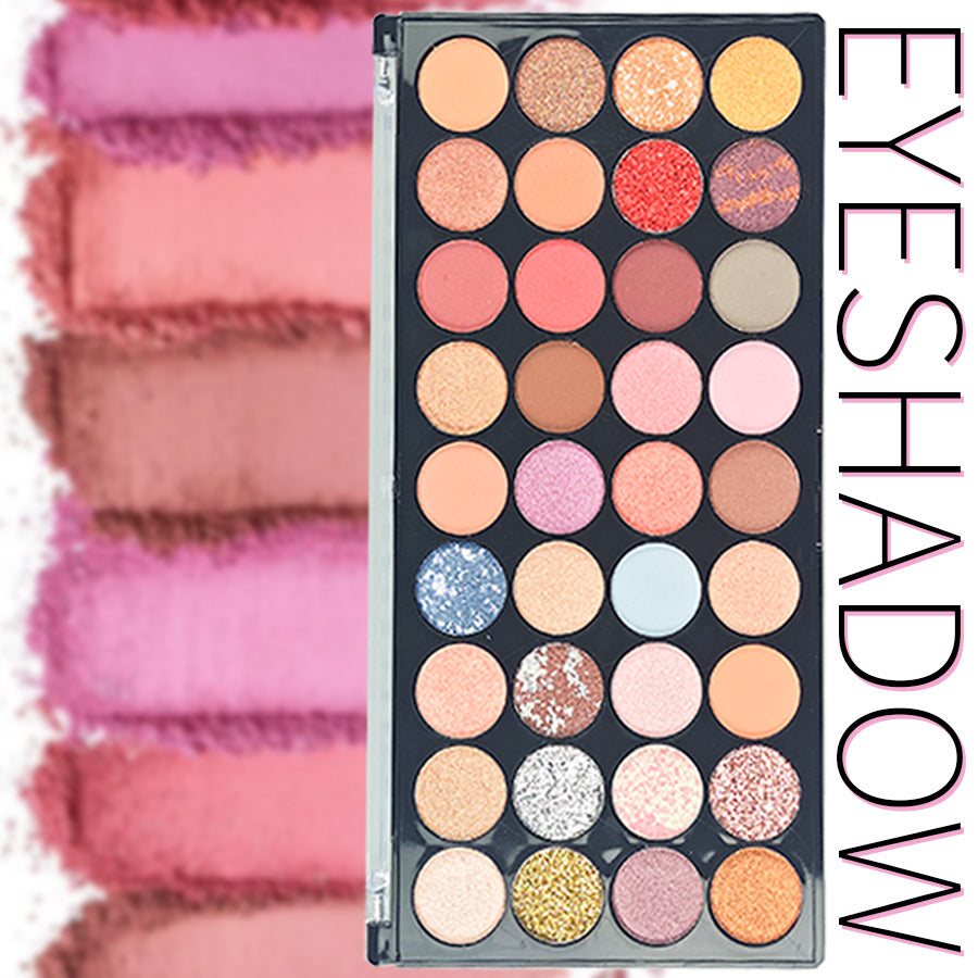 36Pc Pressed Powder Eyeshadow Palette | Matte + Glitter Shades | Pigmented & Silky-Blendable for Daily to Night Looks