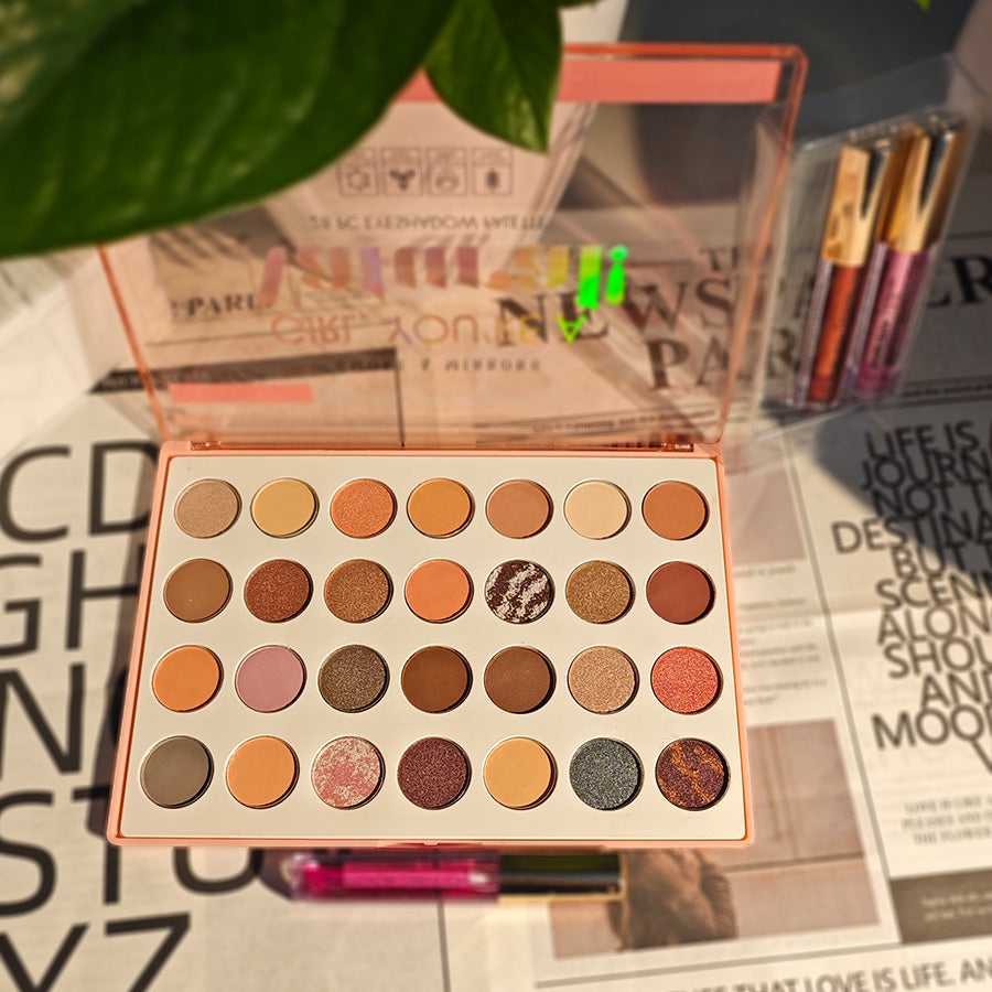 28Pc Eyeshadow Palette | Richly Pigmented Shadows, Luxuriously Silky-Smooth & Effortless Blending | NY-Inspired Edgy Chic for City-Lady Glam | Versatile Daily & Night Eye Looks