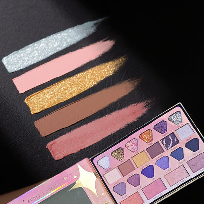 Smoke & Mirrors Star Gazing 22 Pc Face & Eye Palette | Eyeshadows+Glitter+Blush+Highlighter | Pigmented, Silky-Blendable for All Skin Tones