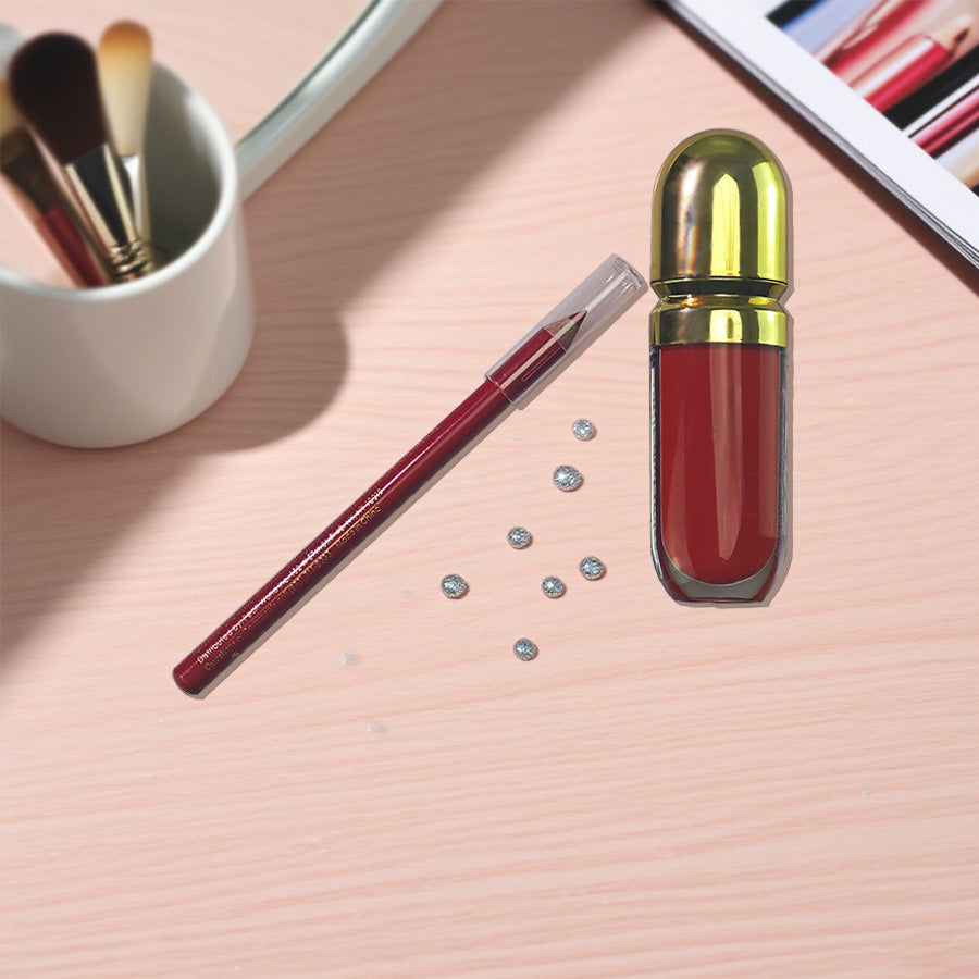 Paris Hilton Mane Liquid Lipstick & Lip Liner Duo Kit | Matte Lipstick (8ML) + Lip Liner (0.8G) | Plumps, Colors & Defines Lips