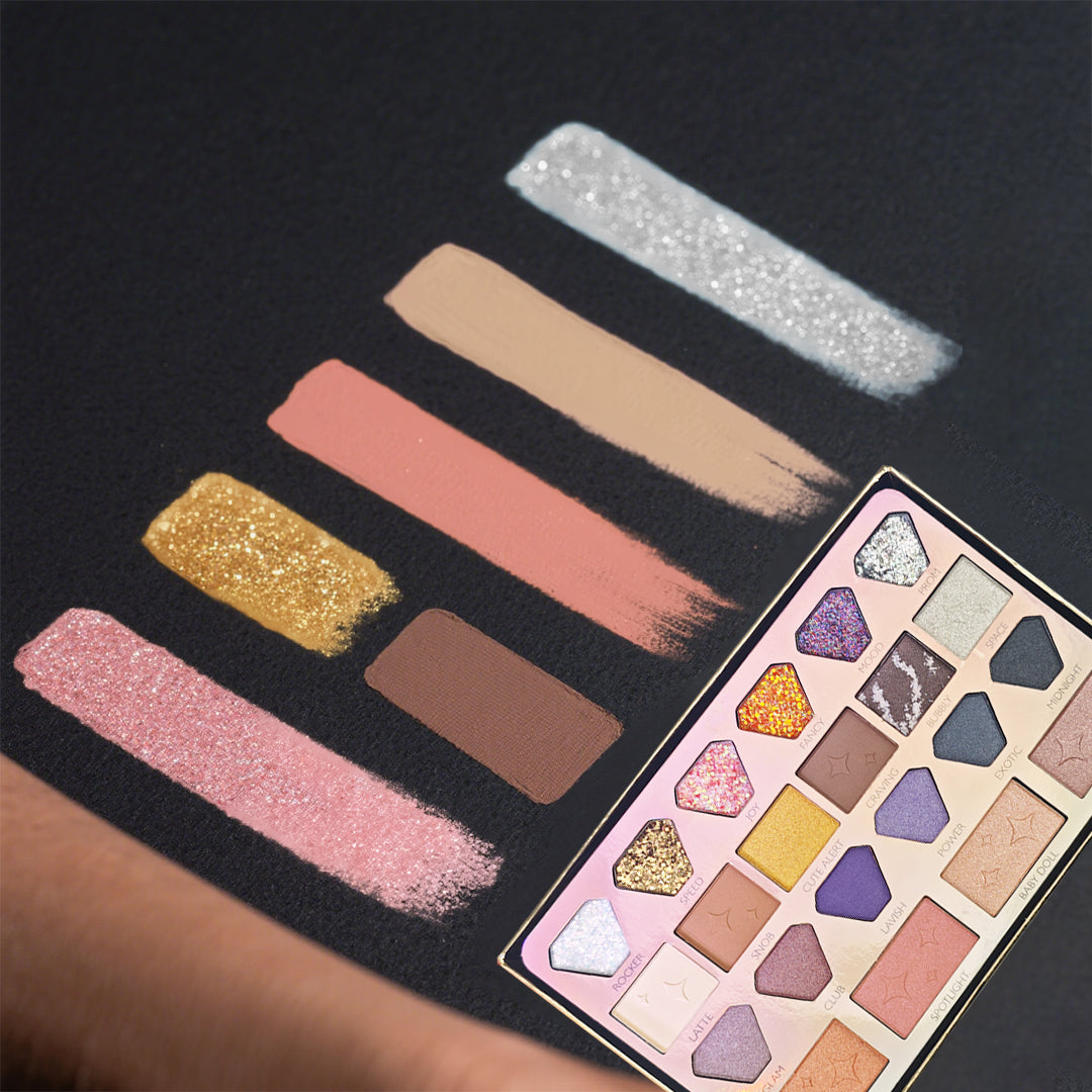 Smoke & Mirrors Star Gazing 22 Pc Face & Eye Palette | Eyeshadows+Glitter+Blush+Highlighter | Pigmented, Silky-Blendable for All Skin Tones